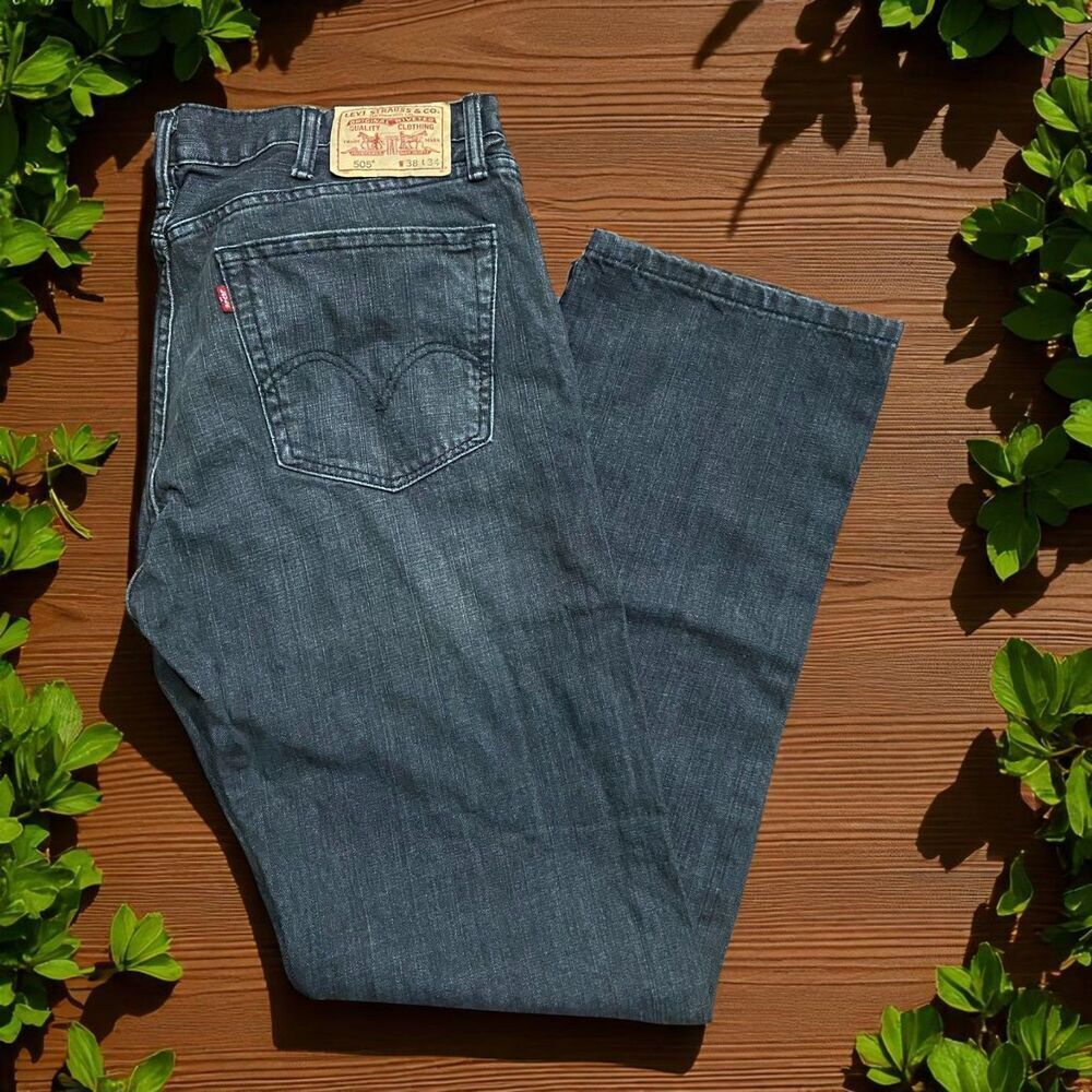 Levi's 505 Vintage Y2K Straight Leg Black Denim Jeans Men's Size 38W x 34L